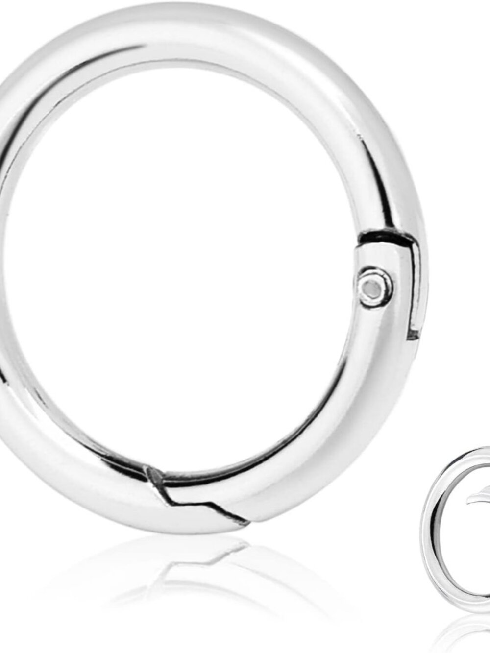 10Pack 1 Inch Metal Spring O Rings Clip Keychain, Round Carabiner Clips Keyrings
